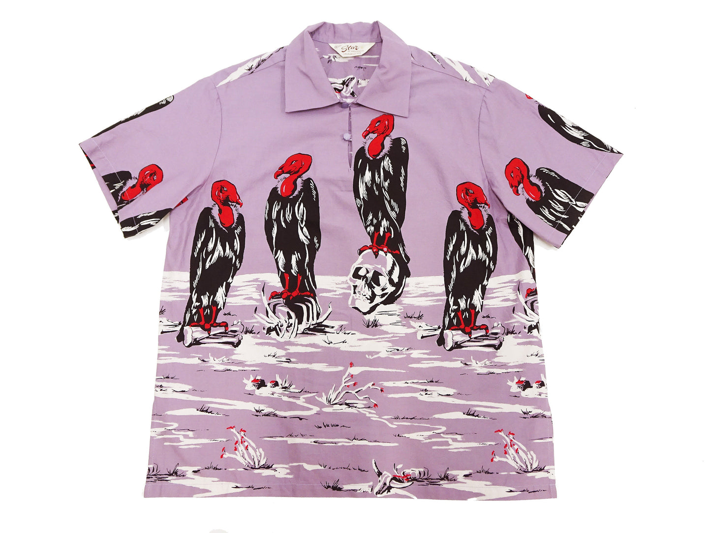 Star of Hollywood Shirt Men's 1950s Condor Graphic Short Sleeve Half Placket Pullover Shirt SH39310 175 Purple