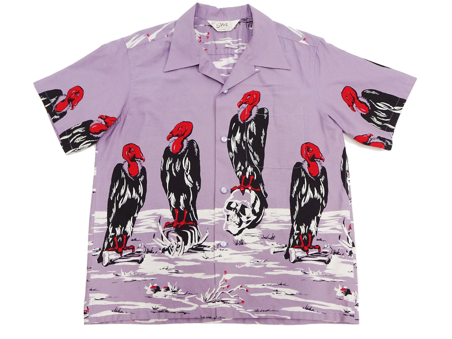 Star of Hollywood Shirt Men's 1950s Condor Graphic Short Sleeve Front Button Closure Shirt SH39311 175 Purple