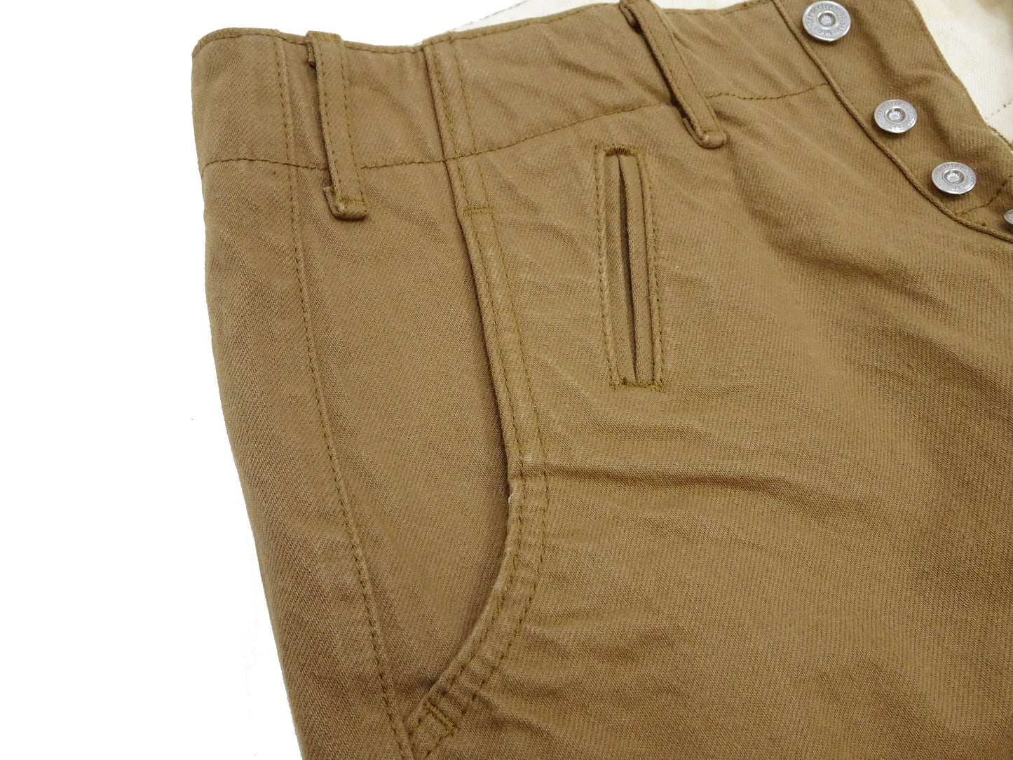 Samurai Jeans Trousers SJ48CP Men's Khaki Chinos Wide-Cut Relaxed Fit Straight Legs Sulfur-dyed Chino Worrk Pants One-Washed