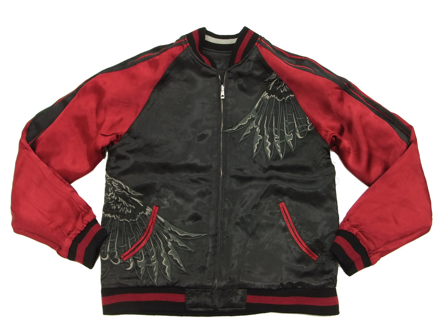 Hanatabi Gakudan Men's Japanese Souvenir Jacket Owl and Autumn Leaves Sukajan Script SKJ-179