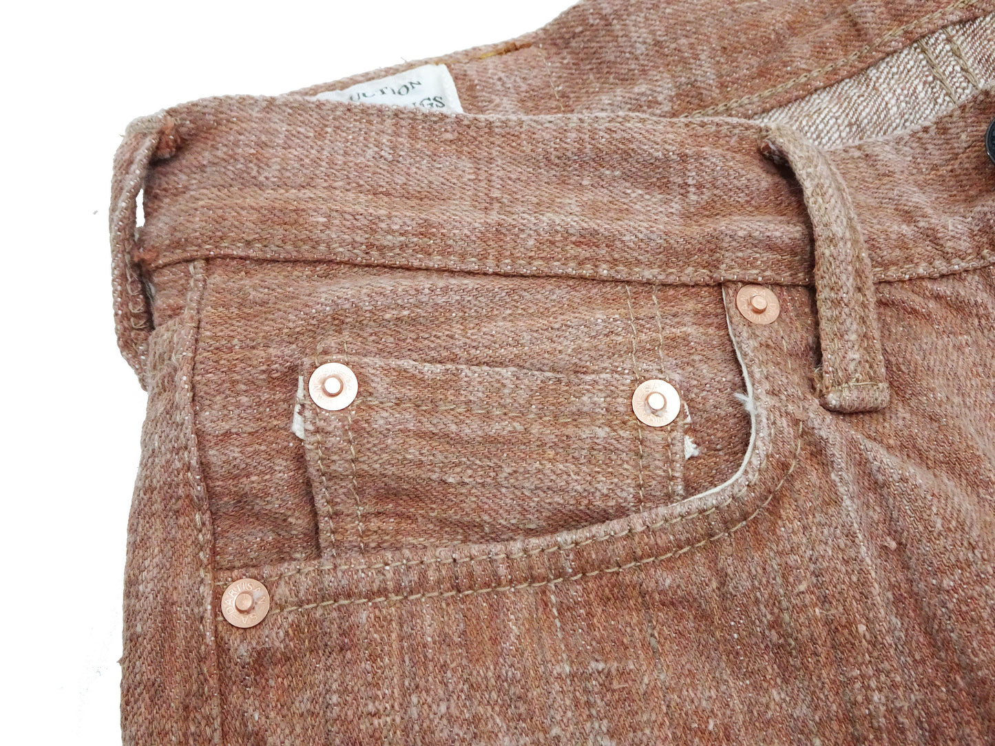 Studio D'artisan Jeans Men's 16oz. Natural Persimmon Tannin-Dyed Slub Denim Jeans Regular Straight Fit Jean Pants SDA SP-110 Reddish-brown One-Wash
