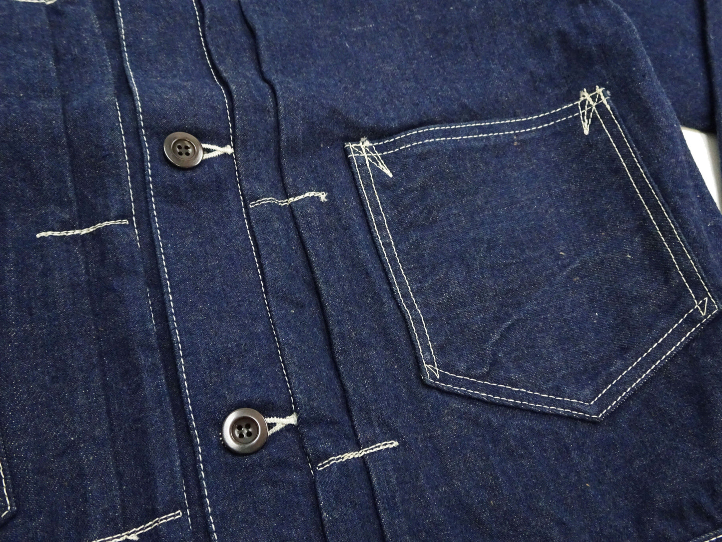 Studio D'artisan Denim Jacket SP-114 Men's 15oz. Organic Cotton Natural Indigo Selvedge Denim Jean Jacket SP-114 One-Wash