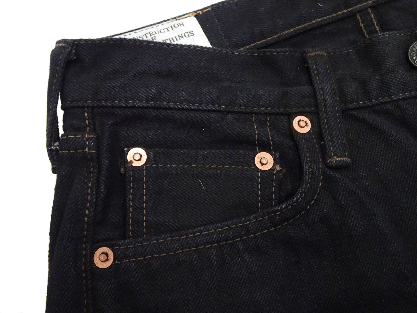 Studio D'artisan Mud-Dyed Black Denim Jeans Men's Regular Straight Fit Button-Fly 18oz. Amami Dorozome Selvedge Denim Pants SP-120 One-Wash