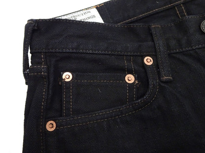 Studio D'artisan Mud-Dyed Black Denim Jeans Men's Regular Straight Fit Button-Fly 18oz. Amami Dorozome Selvedge Denim Pants SP-120 One-Wash