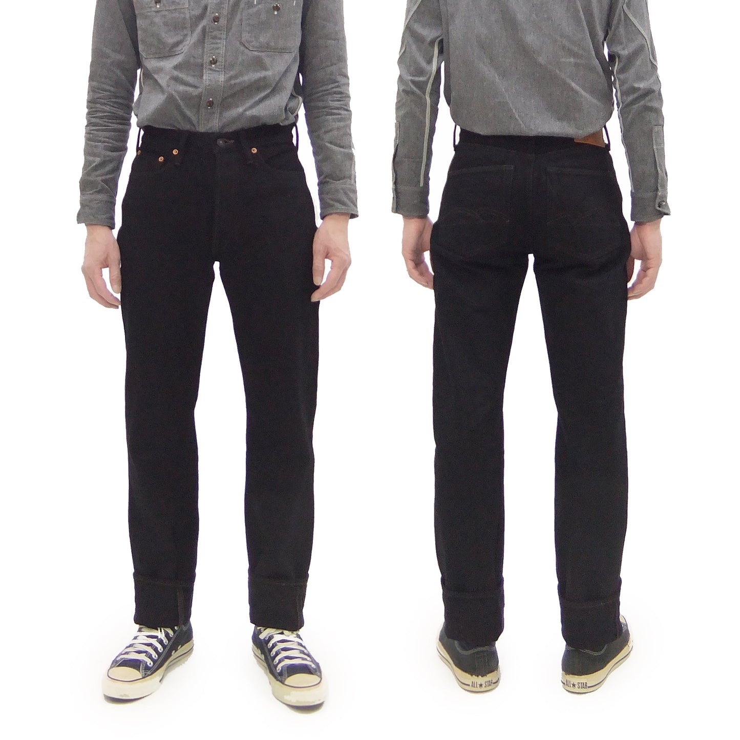 Studio D'artisan Mud-Dyed Black Denim Jeans Men's Regular Straight Fit Button-Fly 18oz. Amami Dorozome Selvedge Denim Pants SP-120 One-Wash