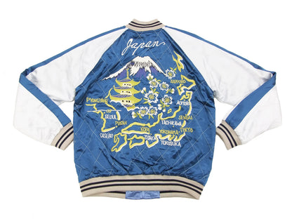 Hanatabi Gakudan Men's Japanese Souvenir Jacket Japan Map Sukajan Script SRSJ-001
