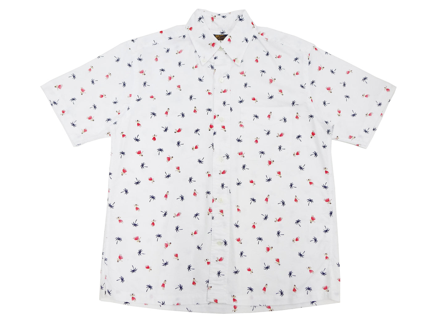 Sun Surf Casual Button Down Shirt Men's Short Sleeve Hula Dancer Palm Tree All-over Print Oxford Button Up Shirt SS39282 105 Off-White