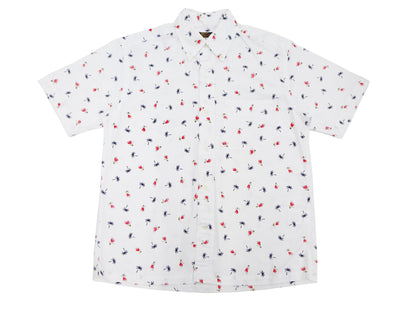 Sun Surf Casual Button Down Shirt Men's Short Sleeve Hula Dancer Palm Tree All-over Print Oxford Button Up Shirt SS39282 105 Off-White