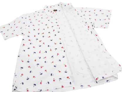 Sun Surf Casual Button Down Shirt Men's Short Sleeve Hula Dancer Palm Tree All-over Print Oxford Button Up Shirt SS39282 105 Off-White