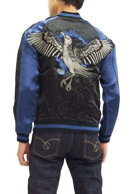 Hanatabi Gakudan Men's Japanese Souvenir Jacket Japanese Raven Sukajan Script SSJ-013