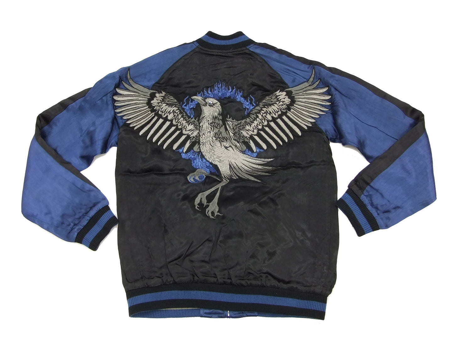 Hanatabi Gakudan Men's Japanese Souvenir Jacket Japanese Raven Sukajan Script SSJ-013
