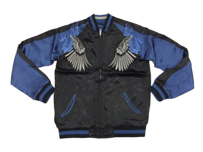 Hanatabi Gakudan Men's Japanese Souvenir Jacket Japanese Raven Sukajan Script SSJ-013