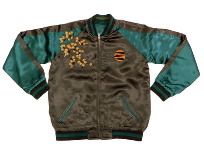 Hanatabi Gakudan Men's Japanese Souvenir Jacket Japanese Owl Art Sukajan Script SSJ-030