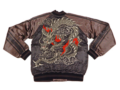 Hanatabi Gakudan Men's Japanese Souvenir Jacket Japanese dragon Sukajan Script SSJ-032