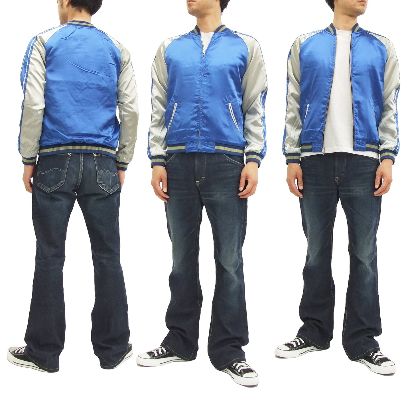 Hanatabi Gakudan Men's Japanese Souvenir Jacket Japanese Goldfish Sukajan Script SSJ-501