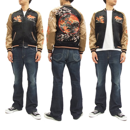 Hanatabi Gakudan Men's Japanese Souvenir Jacket Japanese Goldfish Sukajan Script SSJ-501