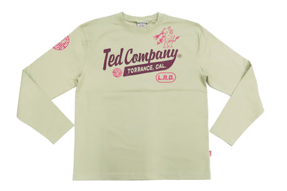 Tedman T-Shirt Men's Lucky Devil Logo Graphic Long Sleeve Tee Efu-Shokai TDLS-355 Beige