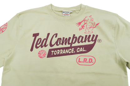 Tedman T-Shirt Men's Lucky Devil Logo Graphic Long Sleeve Tee Efu-Shokai TDLS-355 Beige