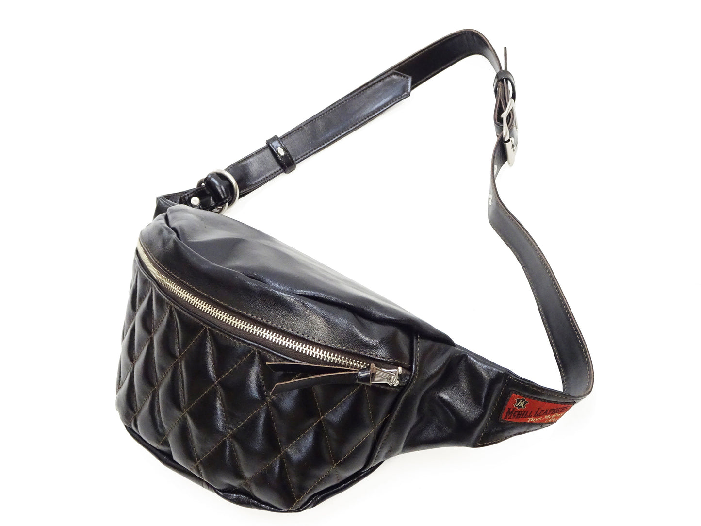 TOYS McCOY Bag Men's Casual Genuine Horsehide Quilted Leather Sling Bag Waist Pack TMA2422 030 Black