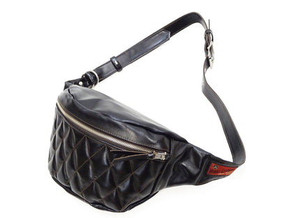 TOYS McCOY Bag Men's Casual Genuine Horsehide Quilted Leather Sling Bag Waist Pack TMA2422 030 Black