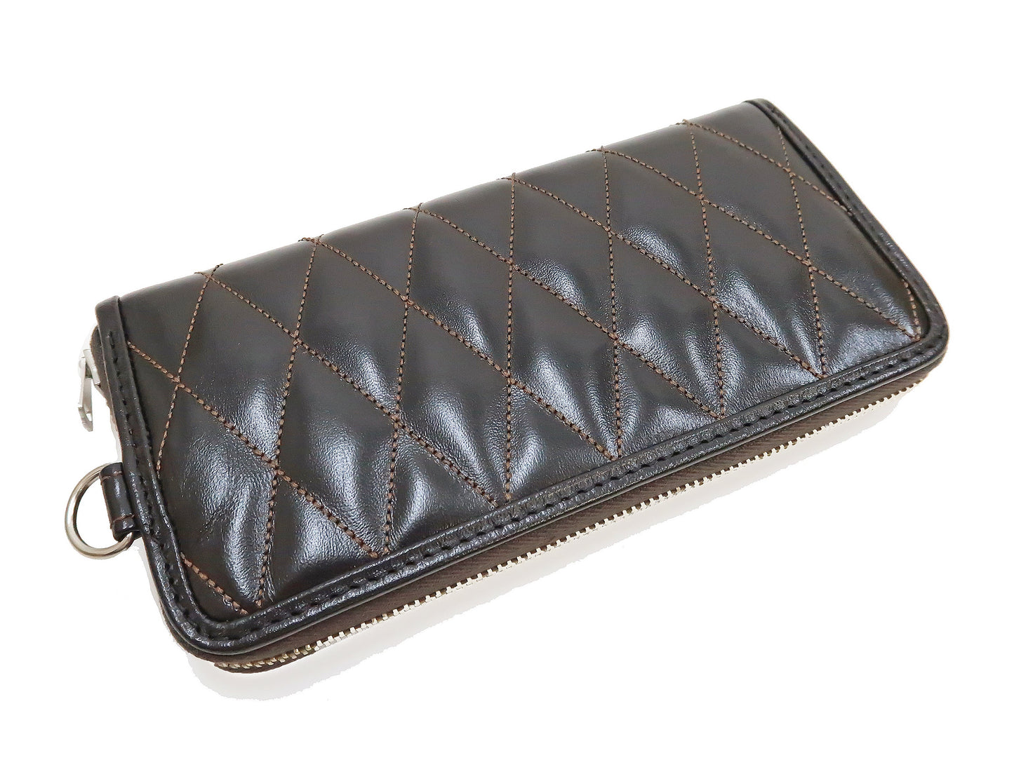 TOYS McCOY Zip-Around Long Leather Wallet Men's Casual Quilted Horsehide Leather Wallet with Three-Sided Zip TMA2506 030 Black