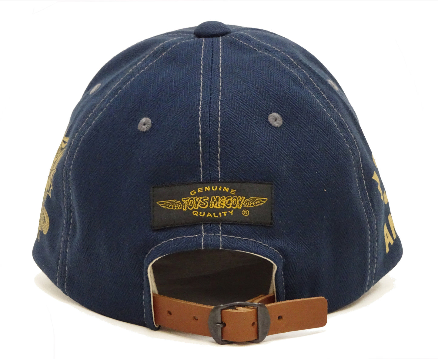 TOYS McCOY Men’s Chenille Patch USAF Graphic Cap, Non-Mesh Herringbone Twill Baseball Cap with Leather Strapback, Made in Japan (TMA2603 120 Blue)