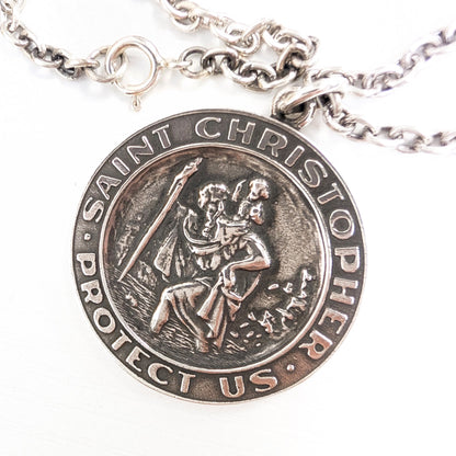 TOYS McCOY Steve McQueen Pendant Necklace - Men's Saint Christopher Medallion in Sterling Silver 925 with Chain (TMA2611)