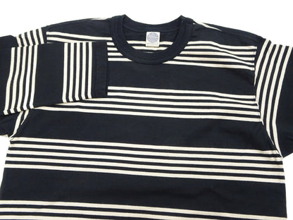 TOYS McCOY Striped T-Shirt Men's Steve McQueen Long Sleeve Horizontal Stripe Tee TMC2354 041 Ivory/Black