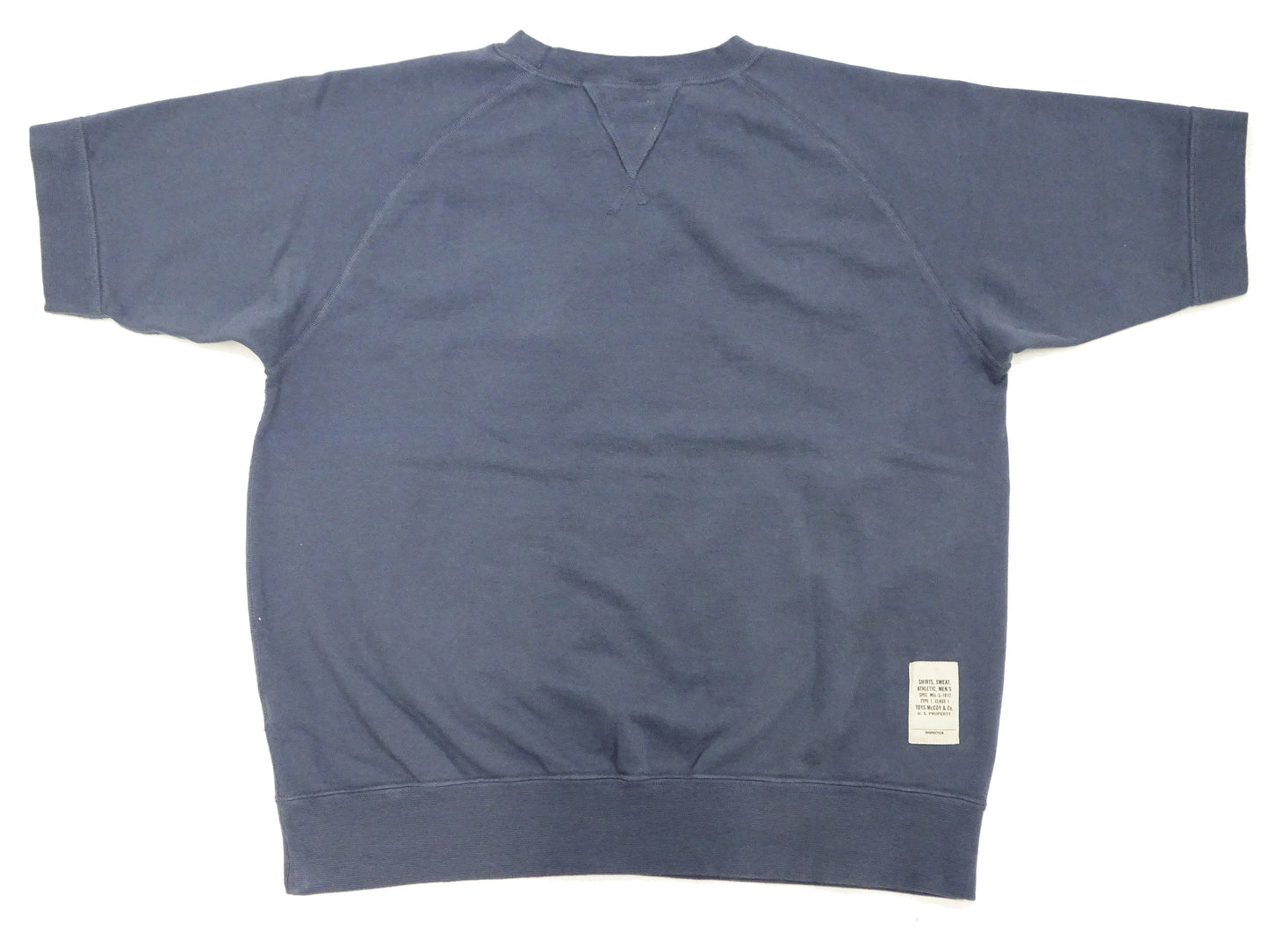 TOYS McCOY Plain Short Sleeve Sweatshirt Men's Solid Color Garment-dyed French Terry Fabric Tee Shirt TMC2429 120 Faded-Blue