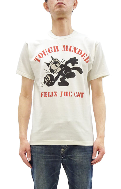 TOYS McCOY Graphic Loopwheel T-shirt Men's Short Sleeve Felix the Cat Printed Tee TMC2501 Non-Wash Finish 011 Faded-Off-White