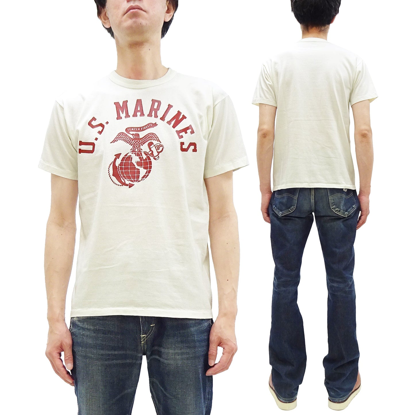 TOYS McCOY Graphic Loopwheel T-shirt - Men's Short Sleeve Taxi Driver U.S. Marines Printed Tee TMC2515 011 Faded-Off-White