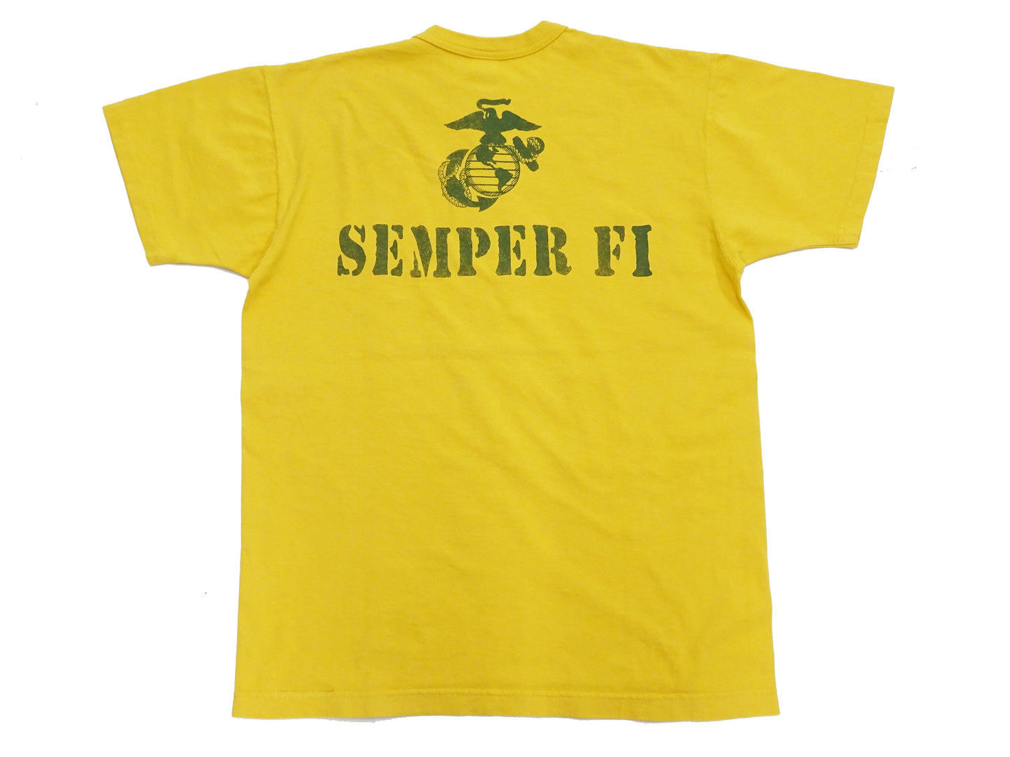 TOYS McCOY Graphic Loopwheel T-shirt - Men's Short Sleeve Flying Ace Snoopy x USMC Printed Tee TMC2527 Garment-Dyed Finish 060 Faded-Yellow