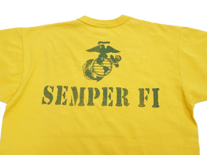 TOYS McCOY Graphic Loopwheel T-shirt - Men's Short Sleeve Flying Ace Snoopy x USMC Printed Tee TMC2527 Garment-Dyed Finish 060 Faded-Yellow