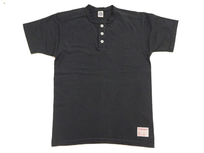 TOYS McCOY Plain Loopwheel Henley T-Shirt - Men's Short Sleeve Tubular Tee The Great American Hero Union Shirt TMC2537 030 Faded-Black