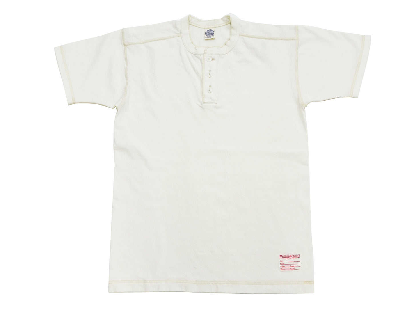 TOYS McCOY Plain Loopwheel Henley T-Shirt - Men's Short Sleeve Tubular Tee The Great American Hero Union Shirt TMC2537 011 Faded-Off-White