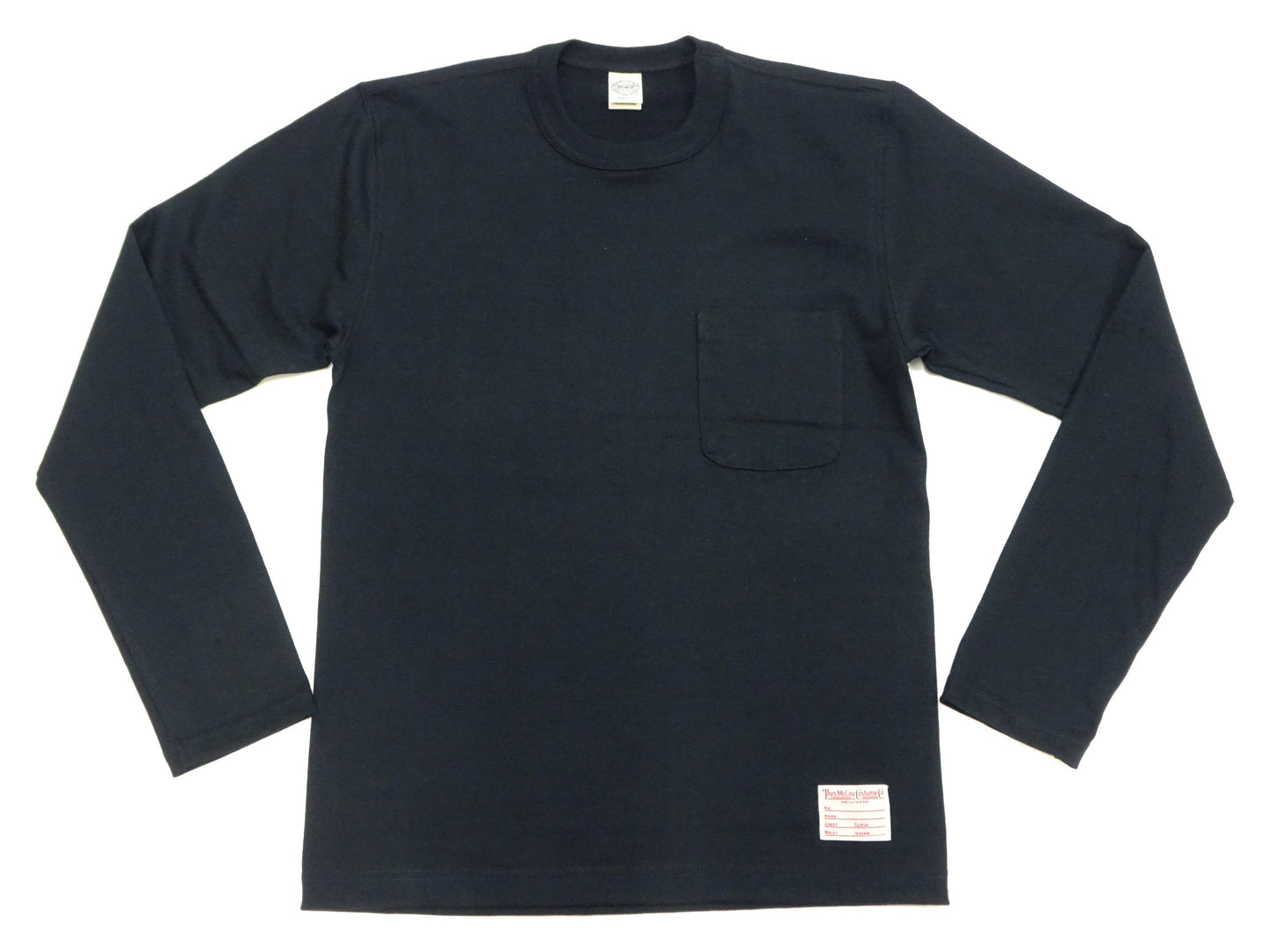 TOYS McCOY Steve McQueen Inspired Long Sleeve Pocket T-Shirt - Men's Solid Color Loopwheeled Tee - TMC2543 030 Black