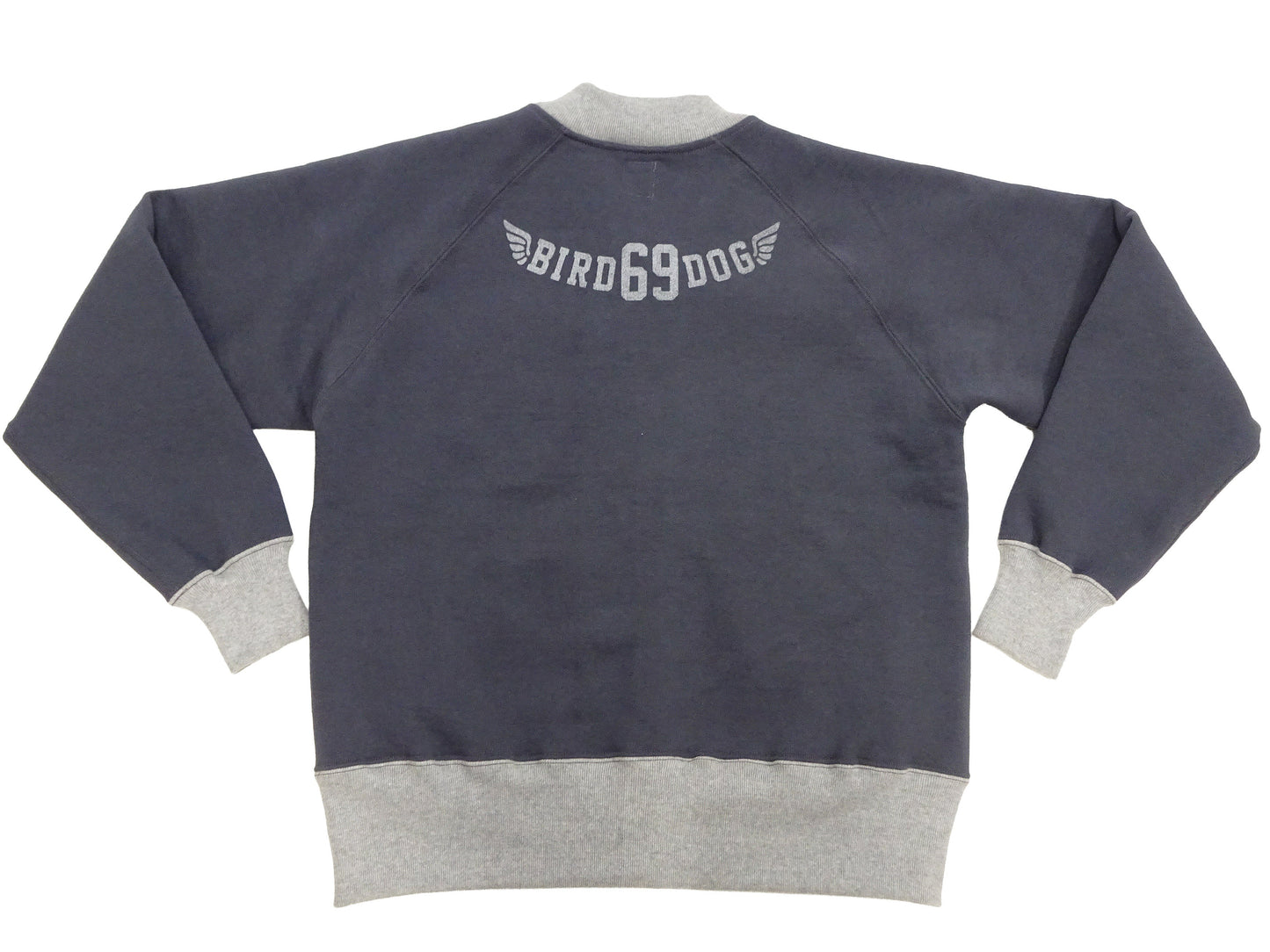 TOYS McCOY Men's Flying Ace Snoopy Zip-Up Sweatshirt - USAF C-2 Inspired, No Hood, Heavyweight 100% Cotton Loopwheel Fleece, Two-Tone Contrast Panel Design - Made in Japan (TMC2551 121 faded navy gray and gray)