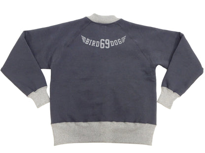 TOYS McCOY Men's Flying Ace Snoopy Zip-Up Sweatshirt - USAF C-2 Inspired, No Hood, Heavyweight 100% Cotton Loopwheel Fleece, Two-Tone Contrast Panel Design - Made in Japan (TMC2551 121 faded navy gray and gray)