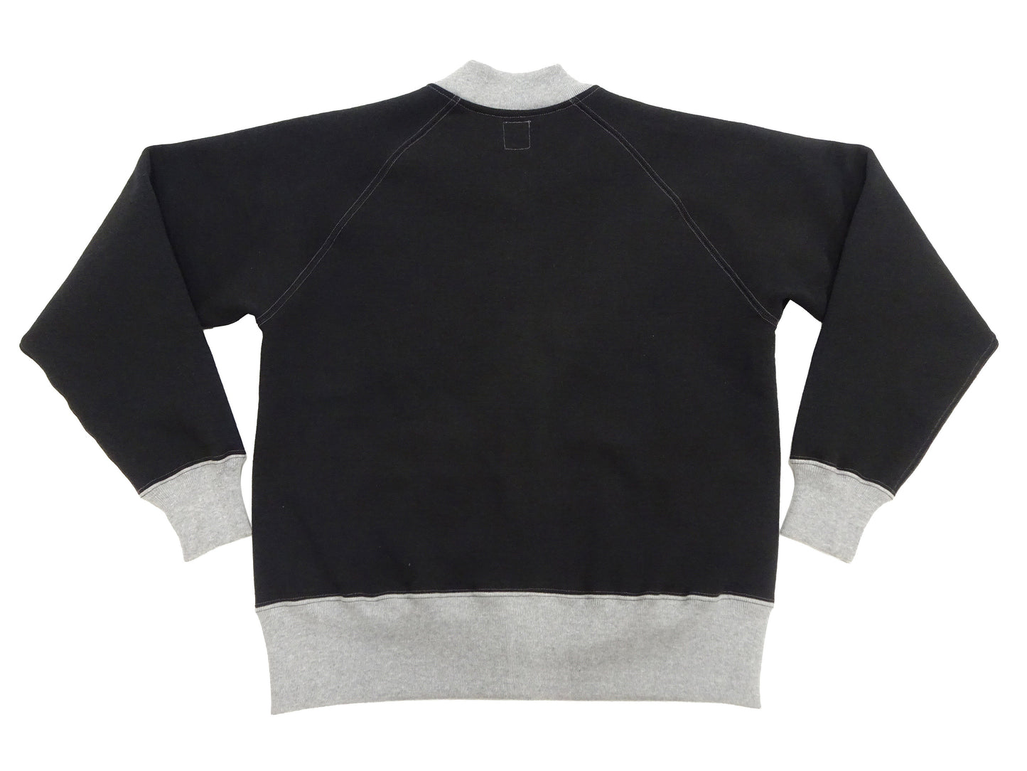 TOYS McCOY Men's Zip-Up Sweatshirt - USAAF C-2 Inspired, No Hood, Heavyweight 100% Cotton Loopwheel Fleece, Two-Tone Contrast Panel Design - Made in Japan (TMC2556 030 black and gray)