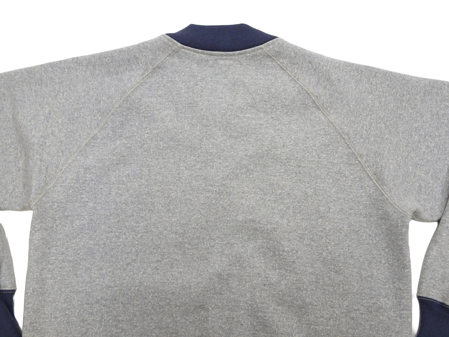 TOYS McCOY Men's Zip-Up Sweatshirt - USAAF C-2 Inspired, No Hood, Heavyweight 100% Cotton Loopwheel Fleece, Two-Tone Contrast Panel Design - Made in Japan (TMC2556 021 ash gray and navy)