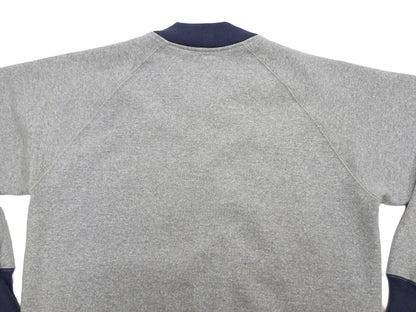 TOYS McCOY Men's Zip-Up Sweatshirt - USAAF C-2 Inspired, No Hood, Heavyweight 100% Cotton Loopwheel Fleece, Two-Tone Contrast Panel Design - Made in Japan (TMC2556 021 ash gray and navy)