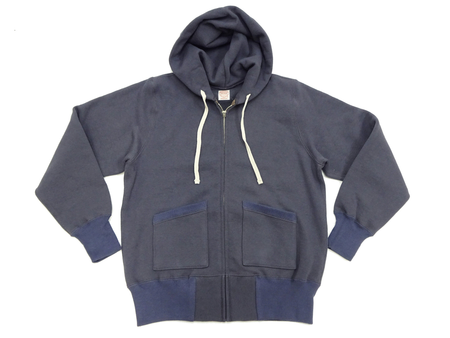 TOYS McCOY Men's Heavyweight Full Zip Hoodie - Vintage-Style Zip-Up Solid Hooded Sweatshirt TMC2567 141 Faded Navy-Gray