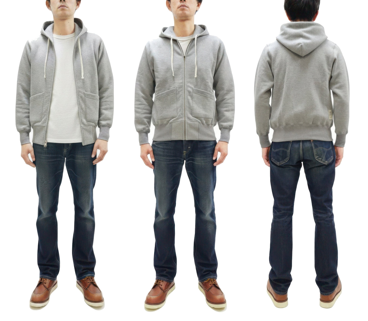 TOYS McCOY Men's Heavyweight Full Zip Hoodie - Vintage-Style Zip-Up Solid Hooded Sweatshirt TMC2567 020 Heather Gray
