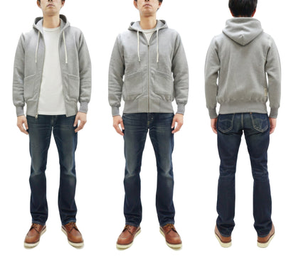 TOYS McCOY Men's Heavyweight Full Zip Hoodie - Vintage-Style Zip-Up Solid Hooded Sweatshirt TMC2567 020 Heather Gray