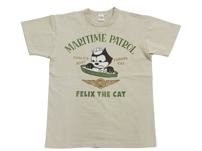 TOYS McCOY Men's Felix the Cat U.S. Navy Graphic Short Sleeve T-Shirt - Loopwheel Tubular Jersey, Garment Dyed, Made in Japan (TMC2601 041 Muted Sand Beige)