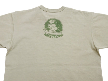 TOYS McCOY Men's Felix the Cat U.S. Navy Graphic Short Sleeve T-Shirt - Loopwheel Tubular Jersey, Garment Dyed, Made in Japan (TMC2601 041 Muted Sand Beige)