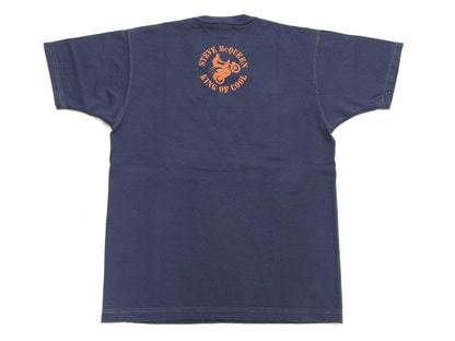 TOYS McCOY Men's Short-Sleeve Steve McQueen Graphic T-Shirt, Tubular Knit Jersey, One-Wash, Made in Japan (TMC2605 120 Muted Blue)