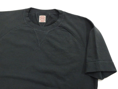 TOYS McCOY Men's Short Sleeve Raglan Sweatshirt, Garment-Dyed Loopback French Terry, V-Gusset Crewneck, Made in Japan (TMC2612 030 Garment-Dyed Washed Black)