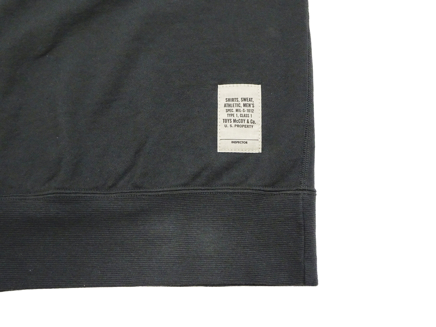 TOYS McCOY Men's Short Sleeve Raglan Sweatshirt, Garment-Dyed Loopback French Terry, V-Gusset Crewneck, Made in Japan (TMC2612 030 Garment-Dyed Washed Black)