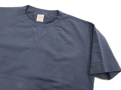 TOYS McCOY Men's Short Sleeve Raglan Sweatshirt, Garment-Dyed Loopback French Terry, V-Gusset Crewneck, Made in Japan (TMC2612 120 Garment-Dyed Washed Blue)